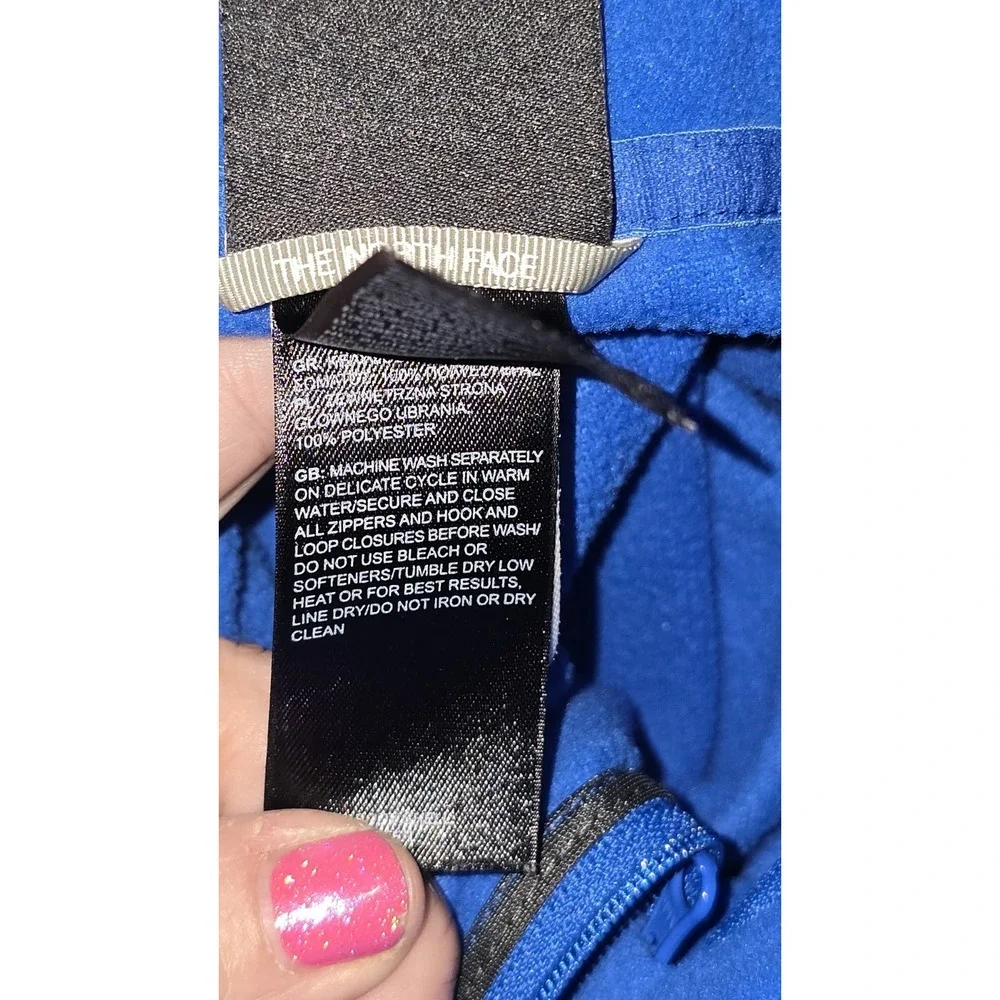 The North Face Mens Large Blue Full Zip Fleece Jacket Warm Mock Neck Outerwear